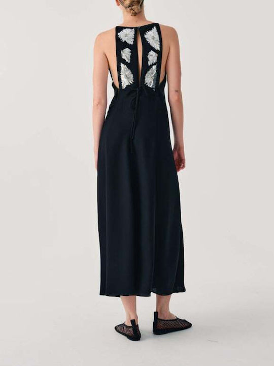 Sommer Maxi Abendkleid Slip Dress Schwarz