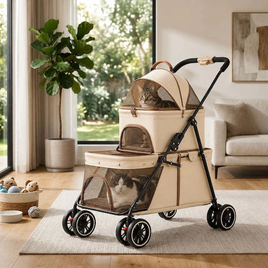 Carrier Stroller for Dog / Cat Transport up to 25kg Brown