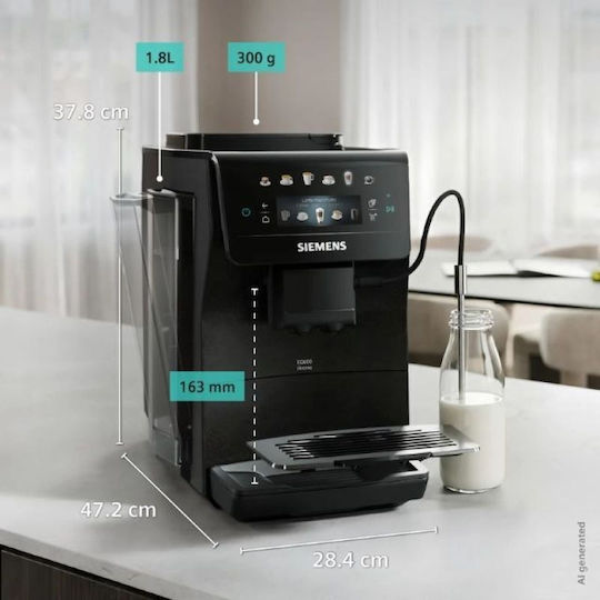 Siemens Eq600 Iaroma Αυτόματη Μηχανή Espresso Εντοιχιζόμενη 1500W Πίεσης 15bar με Μύλο Άλεσης Μαύρη TP603E08