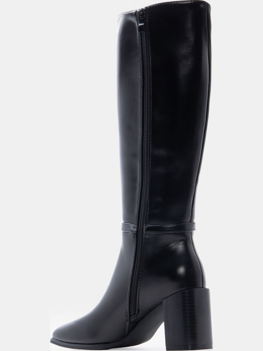 Women's Boots with Mid Heel & Fur Black