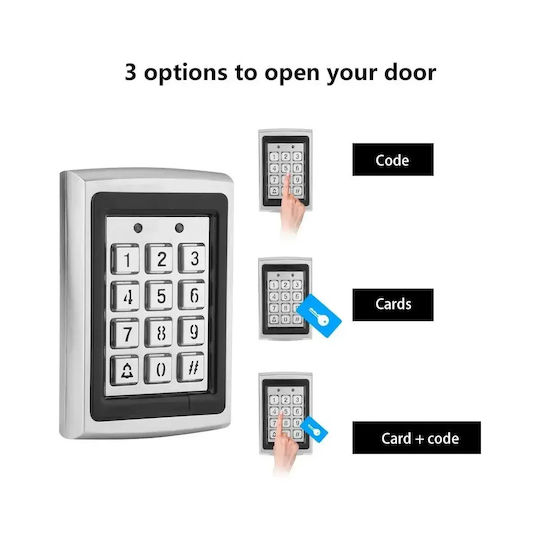 Tastatură de control acces Standalone Mentor Acs027 2in1 Pin + Card Rfid 5-15 cm 0-99 s Iluminată Metalică