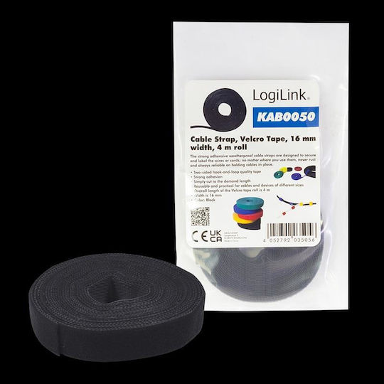 LogiLink Velcro Καλωδίων 4000mmx16mm σε Μαύρο χρώμα (1τμχ) KAB0050