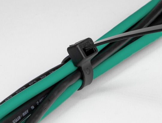 Powertech Powertech Kunststoff Kabelbinder 350mmx4.8mm in Schwarz Farbe 100 Stück TIES-058