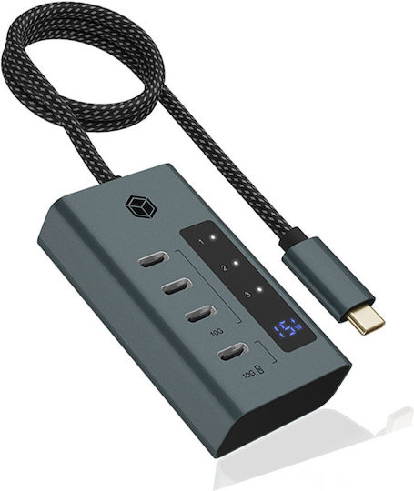 Icy Box Hub 10 Porturi USB 3.2 Cu Conectare USB-A Gri
