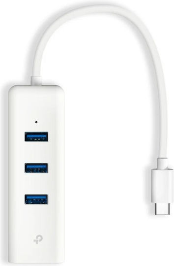 TP-LINK v1 Hub 3 Ports USB 3.0 with USB-A / Ethernet Connection White