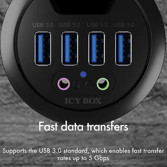 Icy Box USB-Hub 4 Anschlüsse USB 3.0 mit USB-A Anschluss