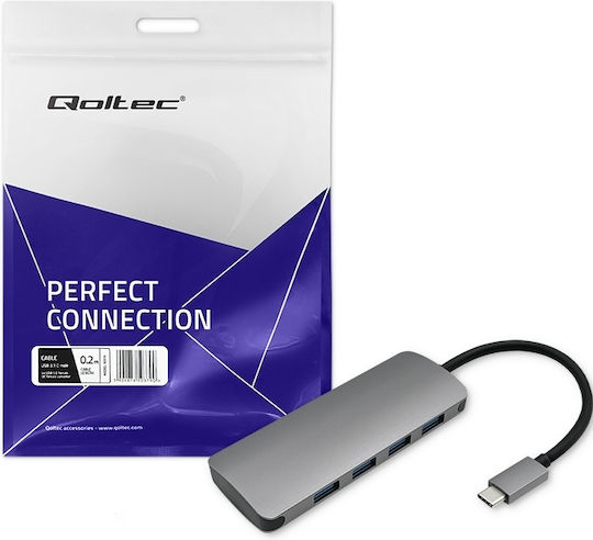Qoltec USB Хъб 4 Порта USB 3.1 с USB-C Връзка