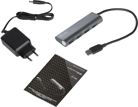 i-tec USB Hub 4 Ports USB 3.0 with USB-A Connecting to a Computer Silver