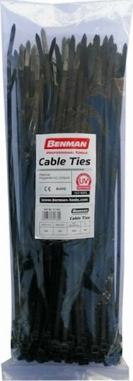 Benman Πλαστικά Δεματικά Καλωδίων 200mmx7.6mm σε Μαύρο χρώμα (100τμχ) 70955