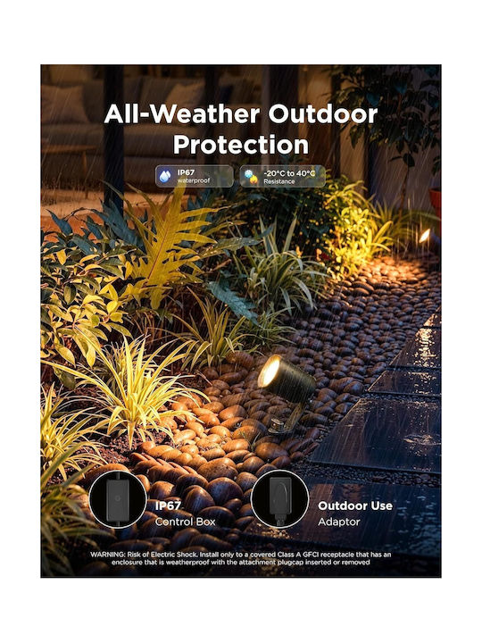 Govee Set de Proiectoare Smart LED pentru Exterior Outdoor Spotlight Lite RGBWIC 350 lm Reglabil Wi-Fi Bluetooth IP67 Rezistent la Apă Compatibil cu Alexa Google Assistant Iluminat Peisagistic