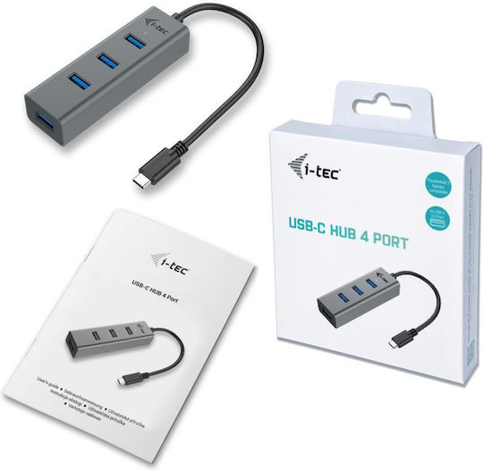 i-tec USB Хъб 4 Порта USB 3.1 с USB-C Връзка Сив