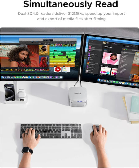 Orico Hub 10 Θυρών με σύνδεση USB-C Ασημί