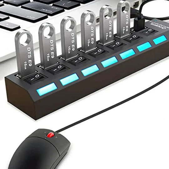 Treqa USB-Hub 7 Anschlüsse USB 3.0 mit USB-A Anschluss