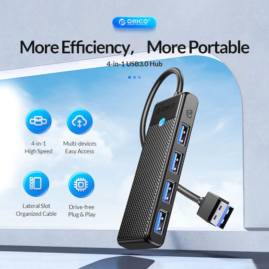 Orico USB-Hub 4 Anschlüsse USB 3.0 mit Anschluss an einen Computer USB-A