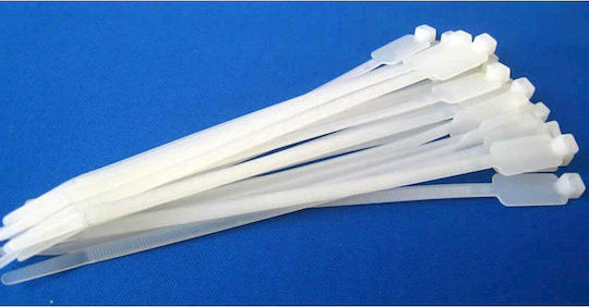 Techly Plastic Cable Ties in White Colour 100pcs 216375