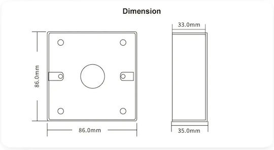 Carcasă pentru buton de ieșire pentru control acces Mentor Acs048 montaj aparent zinc finisaj cromat 86x86x35mm