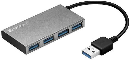 Sandberg Pocket Hub 4 Θυρών USB 3.0 με σύνδεση USB-A Λευκό