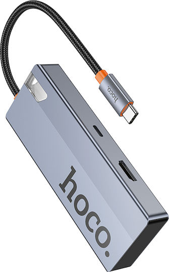 Hoco USB Hub 5 Ports USB 3.0 with USB-C Connection Gray