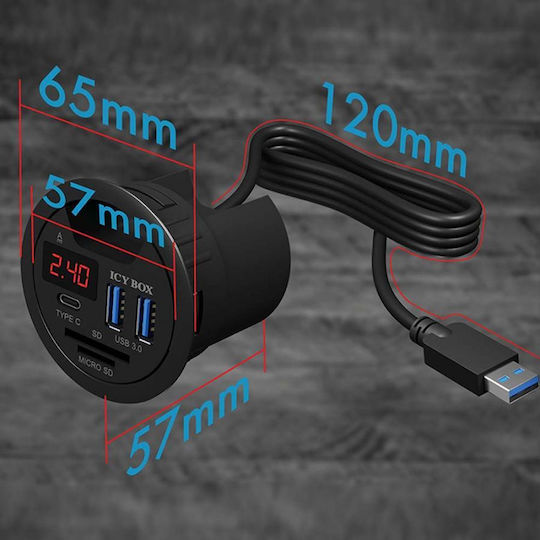 Icy Box Hub 3 Porturi USB 3.0 cu Conectare USB-A