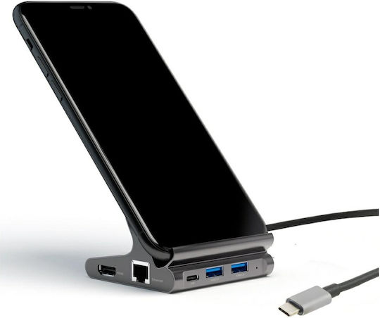 4Smarts USB 3-Port USB 3.1 Hub with USB-C Connection Gray