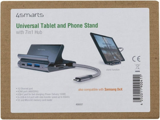 4Smarts USB 3-Port USB 3.1 Hub with USB-C Connection Gray