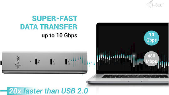 i-tec Metal USB Hub 5 Ports USB 3.2 with USB-C Connection Silver