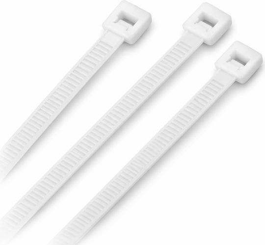 Eurolamp Plastic Cable Ties 250mm x 4.8mm in White Colour (100 pcs) 147-54013
