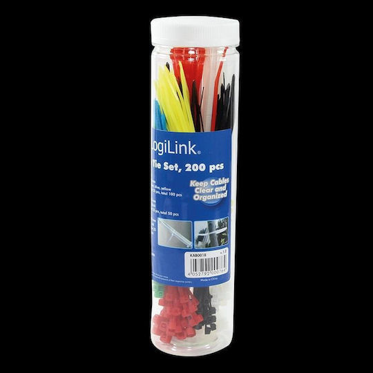 LogiLink LogiLink Kunststoff Kabelbinder 200mm Mehrfarbig (200 Stück) KAB0018