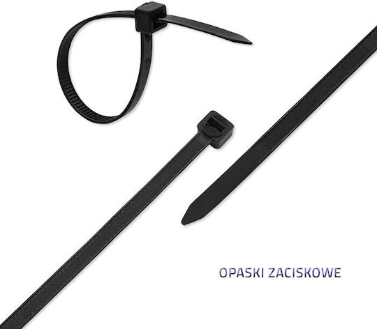 Qoltec Пластмасови Кабелни Аксесоари 200mmx7.2mm в Черен Цвят 50 бр 52216