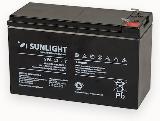 SunLight Μπαταρία UPS με Χωρητικότητα 7Ah και Τάση 12V 01.009.0001