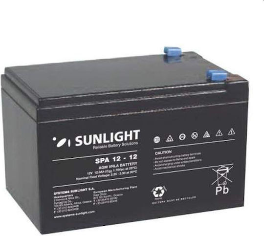 SunLight SPA 12-12 Baterie UPS cu Capacitate 12Ah și Tensiune 12V 1buc