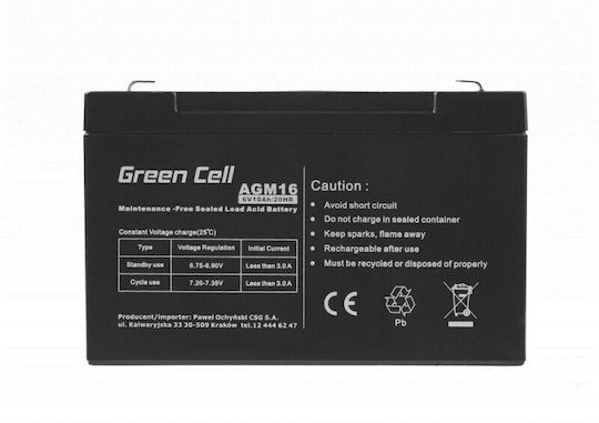 Green Cell Baterie UPS cu Capacitate 10Ah și Tensiune 6V AGM16 1buc