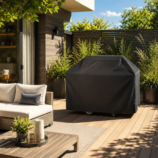 Grill Cover Zola Waterproof Uv Resistant Adjustable Drawstring Fastening 145 X 61 X 117 Cm Black