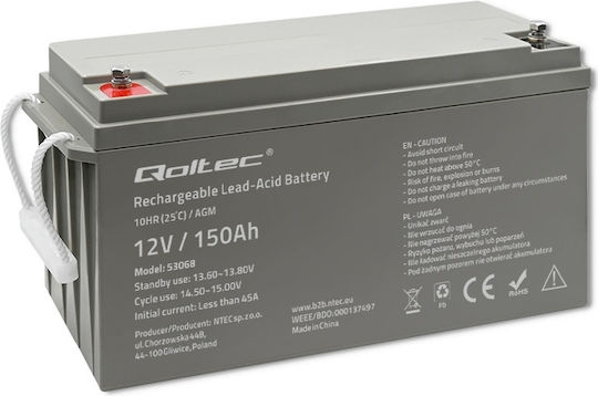 Qoltec AGM Μπαταρία UPS με Χωρητικότητα 150Ah και Τάση 12V