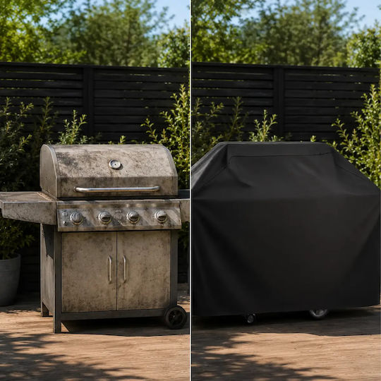 Grill Cover Zola Waterproof Uv Resistant Adjustable Drawstring Fastening 145 X 61 X 117 Cm Black