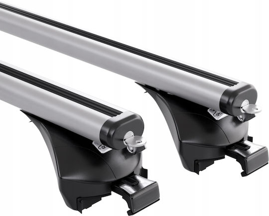Amos Amos Autodachträger Aluminium 2012-2016 für Autos mit Dachreling mit Dachträgerfüßen Silber