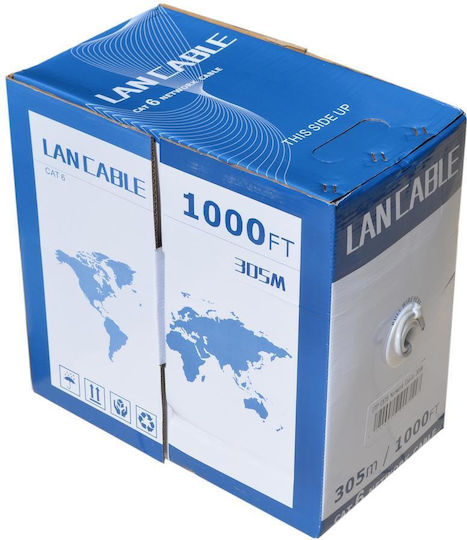 THL U/UTP Кат.6 (Gigabit) Мрежов Кабел Ethernet Без Конектори 305м Сив