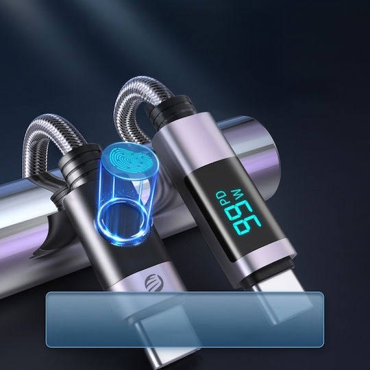 Orico Braided / LED Cable USB-C male - USB-C 100W PD Μαύρο 2m 2τμχ