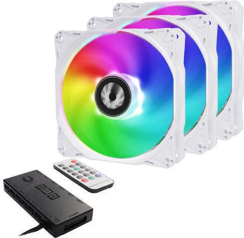 BitFenix Spectre SE Вентилатор За Кутия 120mm (1200rpm) с ARGB Осветление и Свързване 3-Pin 3бр Бял