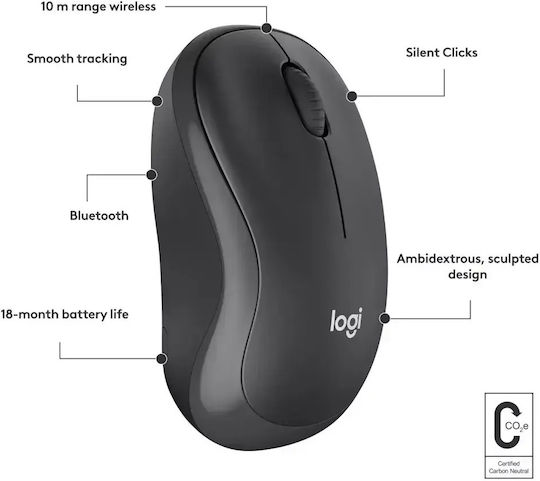 Logitech M240 Silent Ασύρματο Bluetooth Ποντίκι Graphite