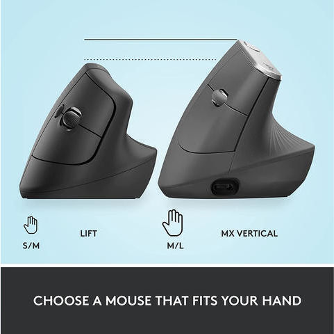 Logitech Lift Ασύρματο Εργονομικό Vertical Ποντίκι Μαύρο