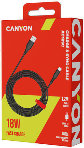 Canyon USB 2.0 Kabel USB-C männlich - USB-C 18W PD Schwarz 1,2m