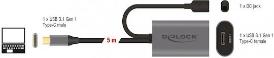DeLock USB 3.1 Cable USB-C Male - USB-C Female Black 5m 85392