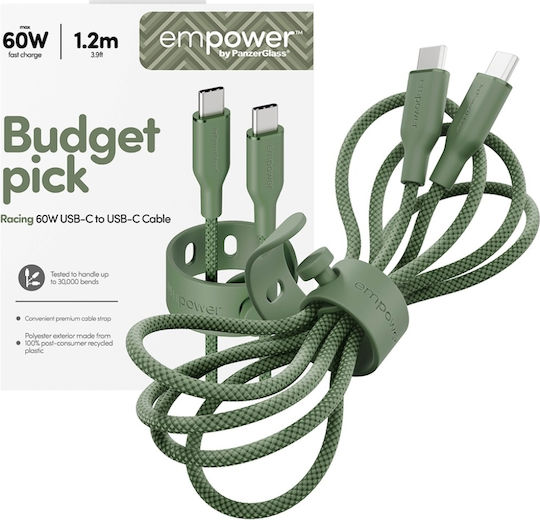 PanzerGlass USB Typ-C Kabel männlich - USB-C 60W PD Grünes 1,2m EM84533