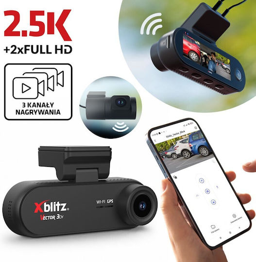 Xblitz Set Autodigitale Videorekorder auf Windschutzscheibe 1440P Mit Bildschirm 3.2 Wi-Fi GPS & Rückfahrkamera