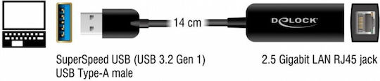 DeLock 66646 USB Netzwerkadapter mit Verkabelter Ethernet-Verbindung