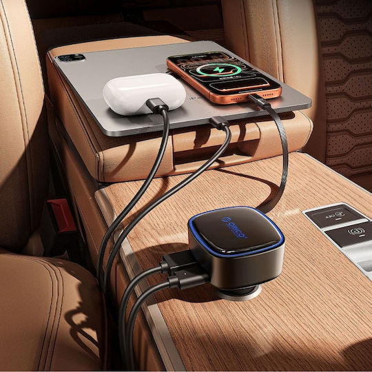 Orico Fc-66-1a2c Car Charger 66W 2.5A Fast Charging With Ports 1xUSB-A 1xType-C With Type-C Cable Black Colour
