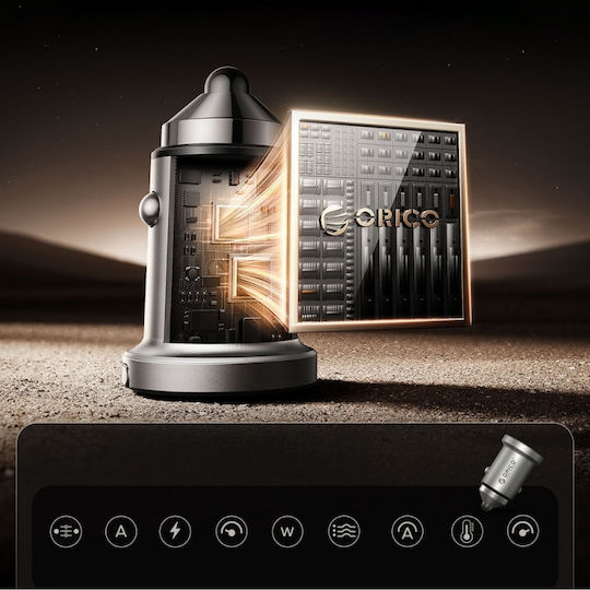 Orico Miniring Pro 45w Usb-a + Usb-c Car Charger Silver Mr-45-1a1c Orico-mr-45-1a1c-sv-ep-hu