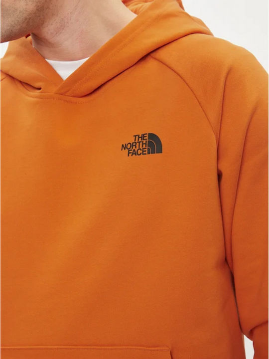 Raglan Box Φούτερ με Κουκούλα Πορτοκαλί