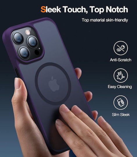 Torras Guardian-mag Rückseite Umschlag aus Silikon Lila für iPhone 14 Pro
